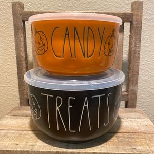Rae Dunn Halloween Bowls w/Lids, Candy Bowl & Treats Bowl, Halloween Candy Bowls